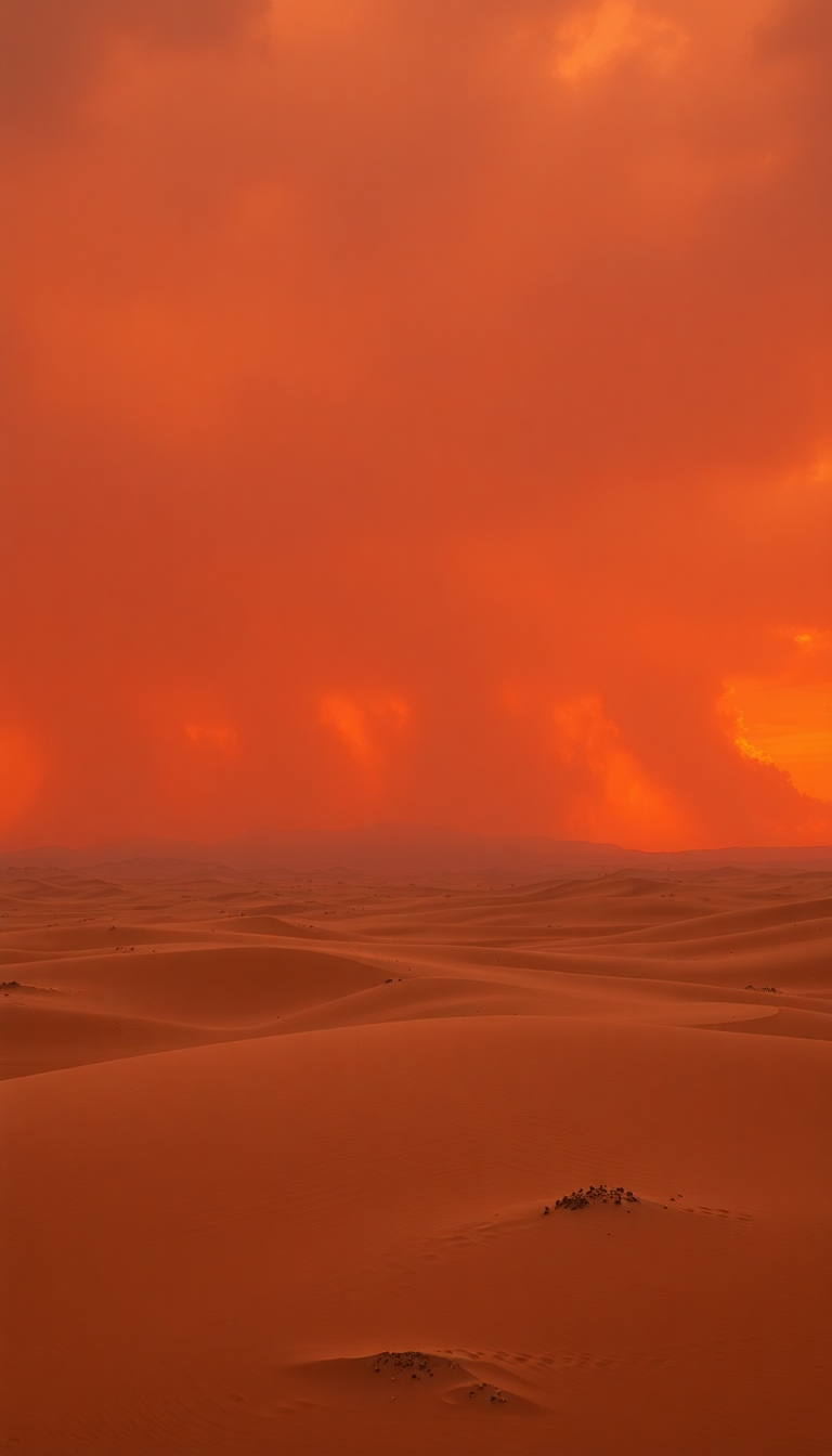 Sandstorm Approaching Desert Dramatic Orange Photorealistic Wallpaper