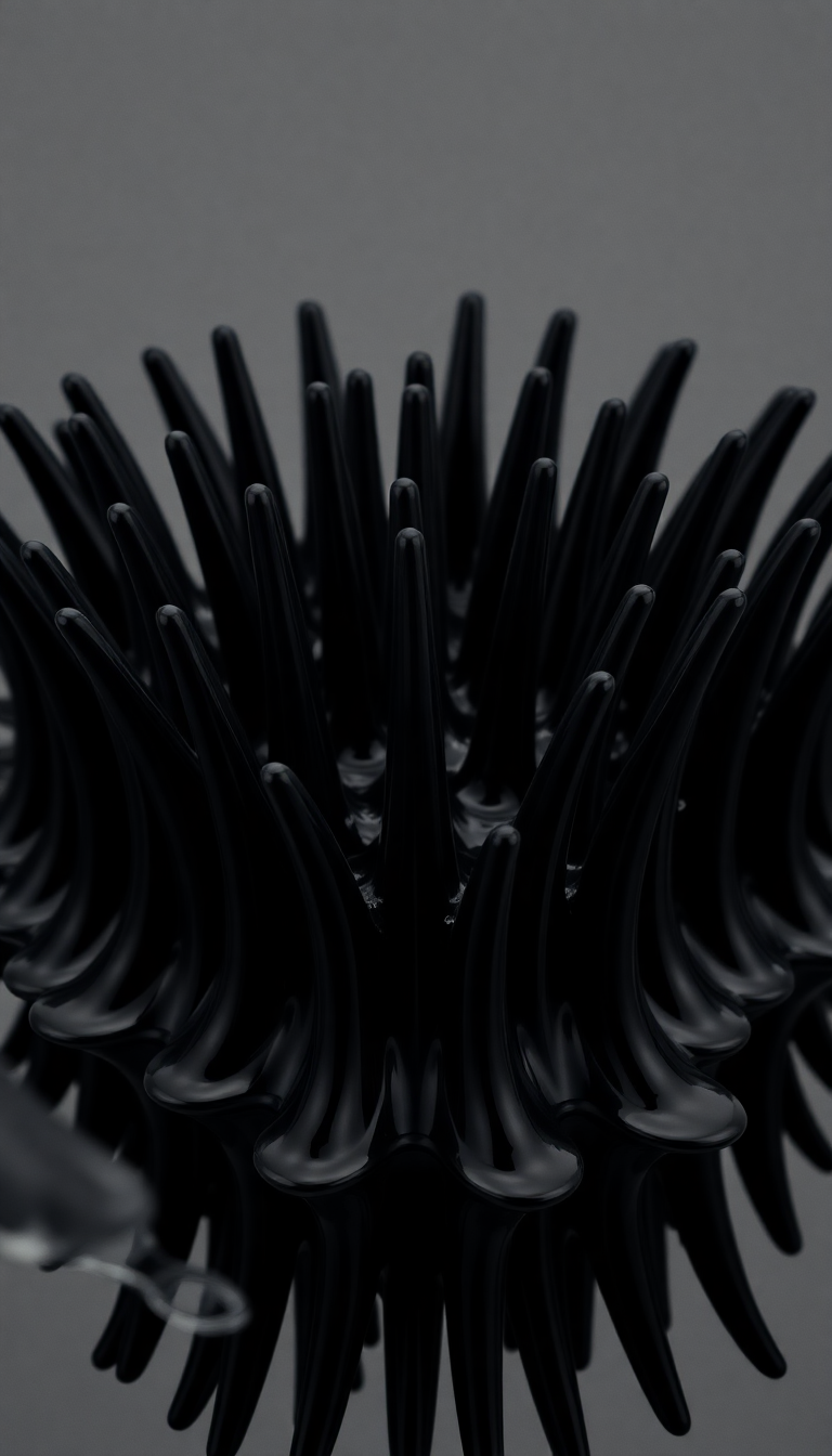Ferrofluid Spikes Magnetic Sculpture Black Digital art Wallpaper