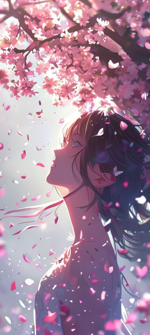 Cherry Blossom Petals Falling Anime Anime Wallpaper