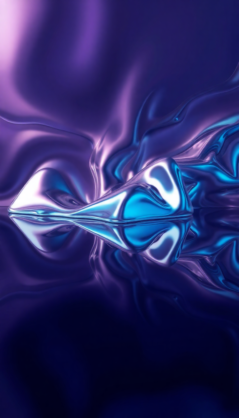 Liquid Chrome Morphing Shapes Reflective Digital art Wallpaper