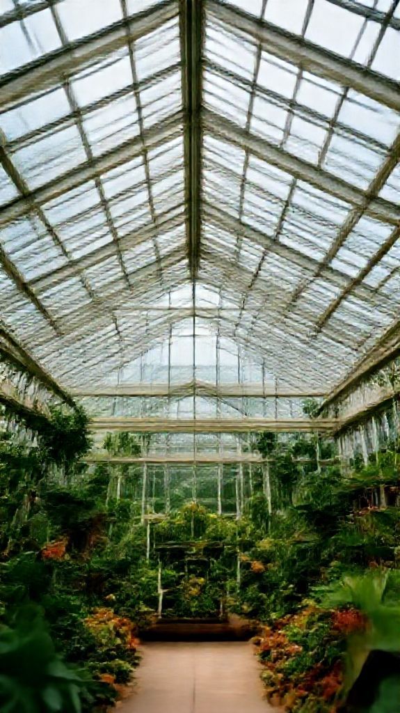 Greenhouse Interior Botanical Garden Glass Photorealistic Wallpaper