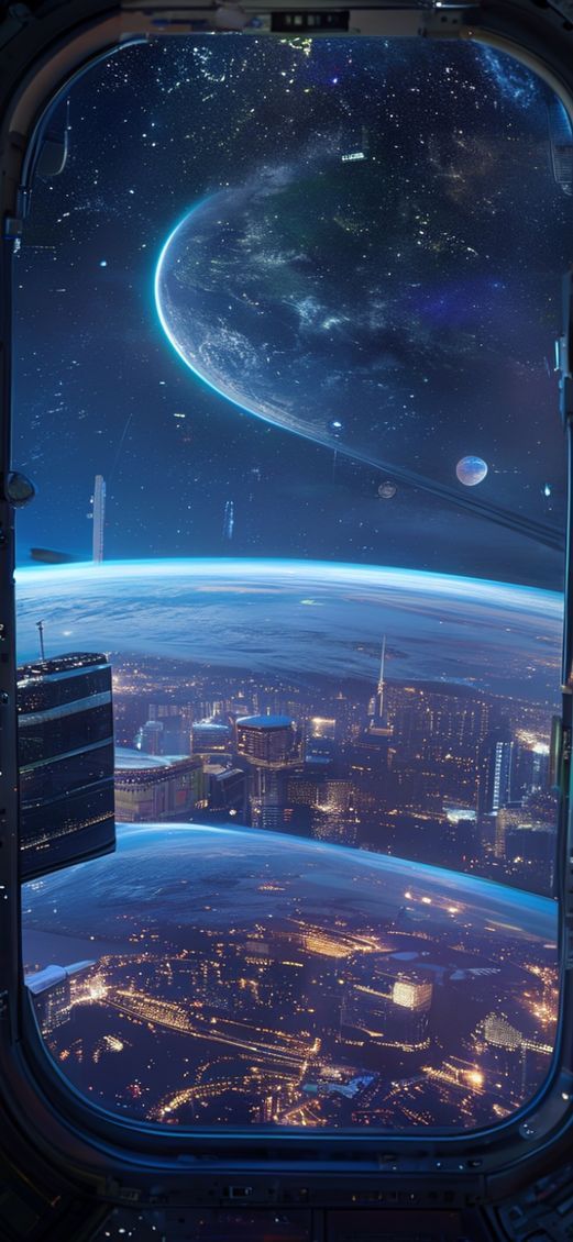 Space Station Window View Of Photorealistic Wallpaper