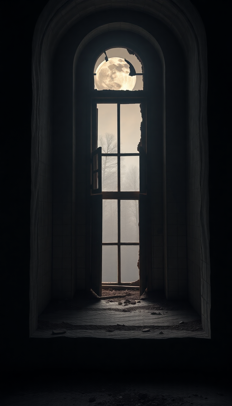Abandoned Mansion Moonlight Through Broken Photorealistic Wallpaper