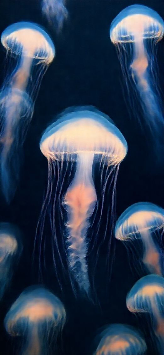 Jellyfish Swarm Deep Ocean Bioluminescent Photorealistic Wallpaper