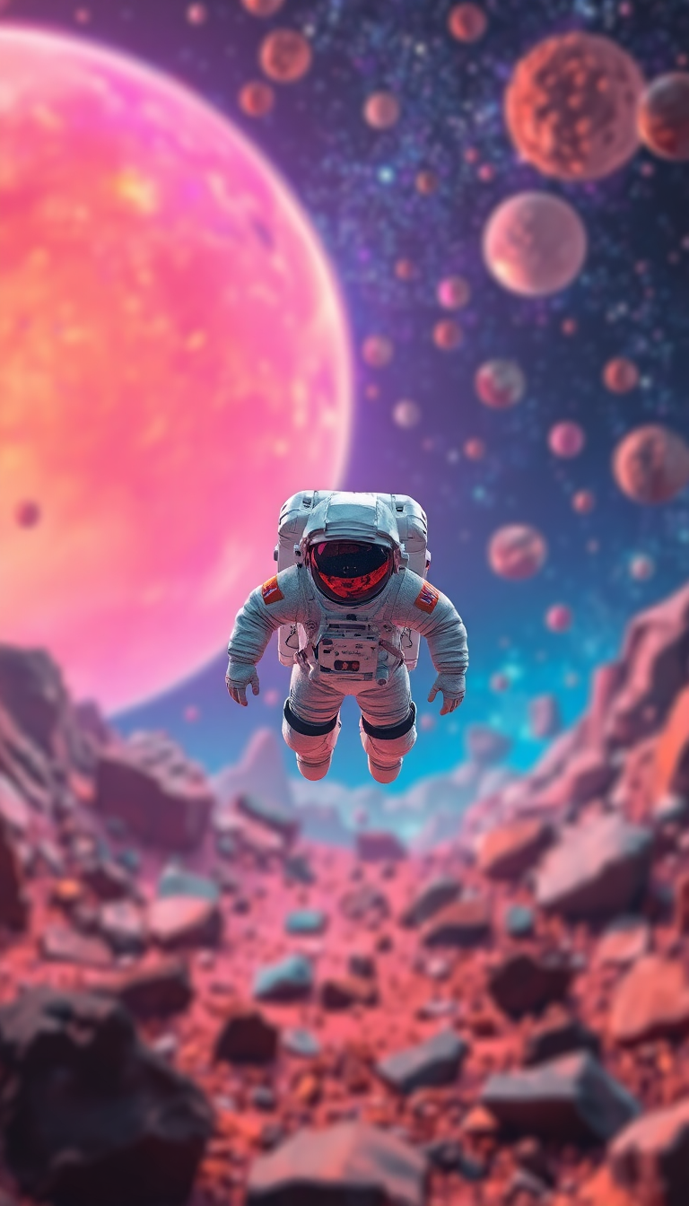 Ancient Asteroid Colorful Through Floating Digital art Wallpaper