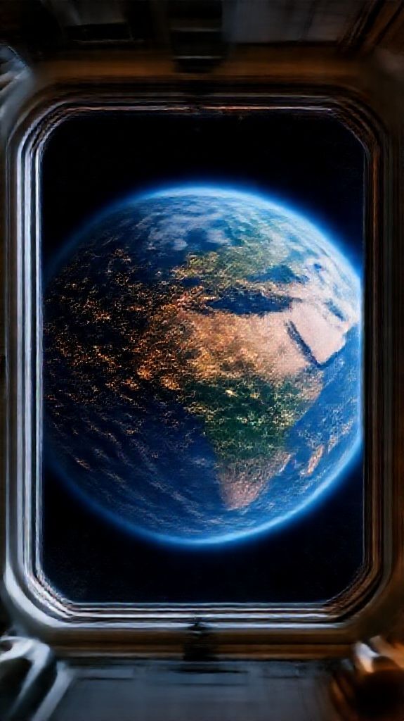 Space Station Window View Of Photorealistic Wallpaper