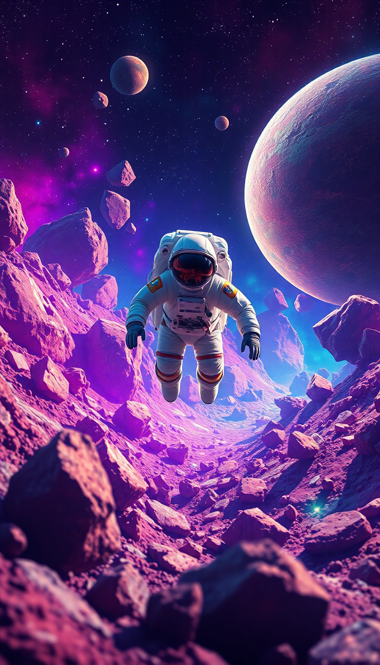 Astronaut Floating Through Dazzling HD Wallpaper