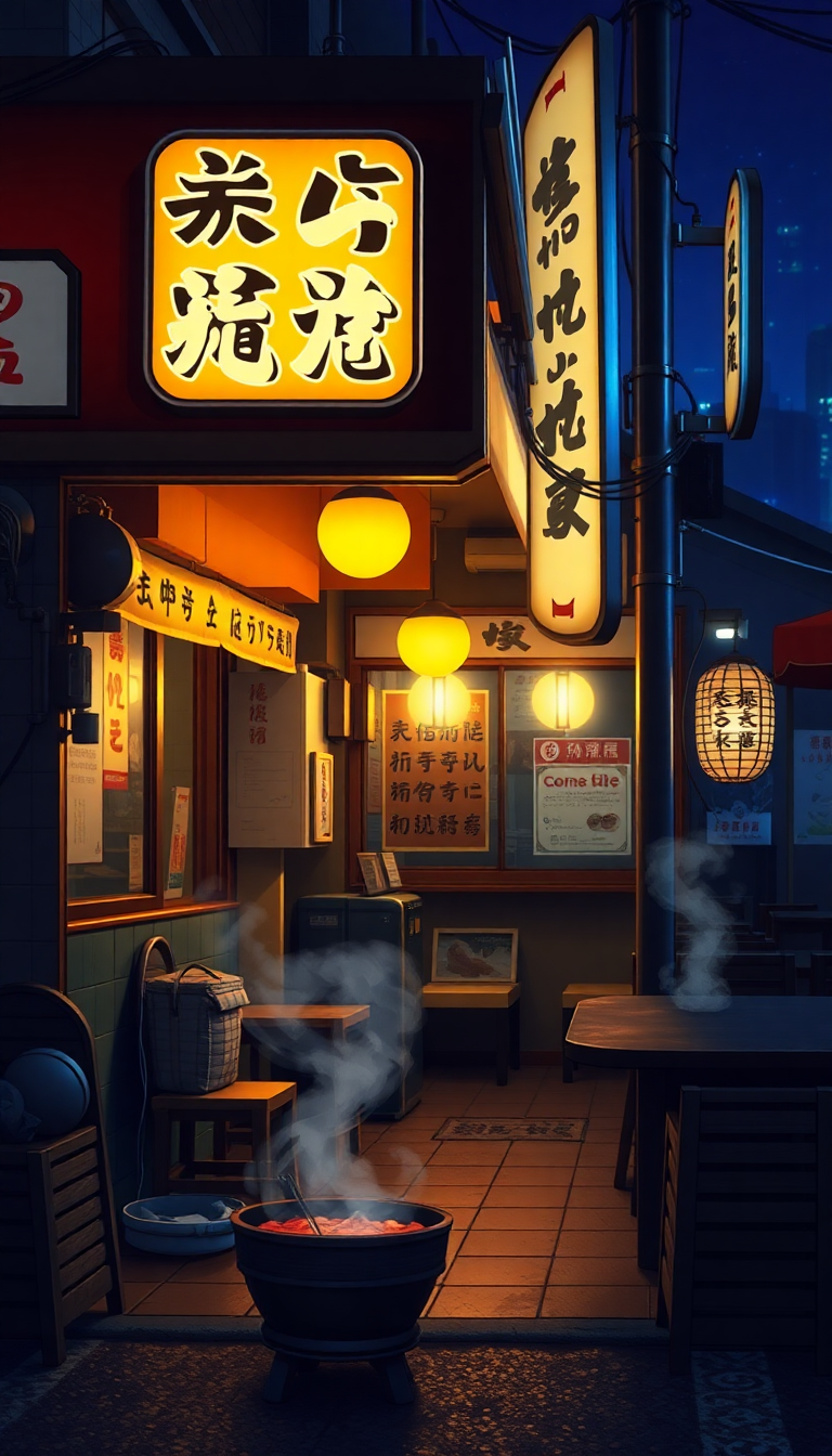 Cozy Ramen Shop At Night Anime Wallpaper