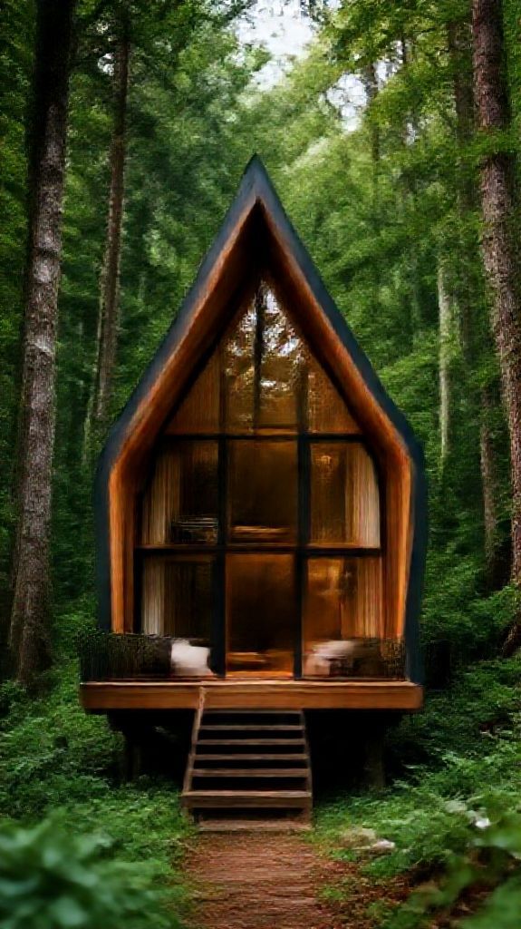 Treehouse Luxury Modern Design Forest Photorealistic Wallpaper