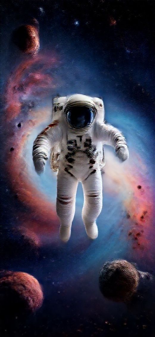Geometric Astronaut Through Asteroid Digital art Wallpaper