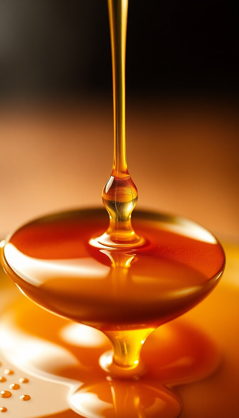 Honey Dripping From Spoon Golden Photorealistic Wallpaper