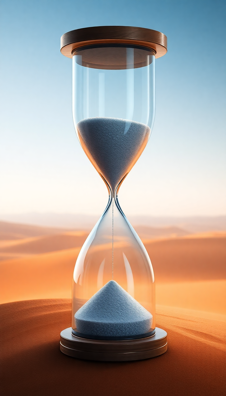 Hourglass Containing Ocean And Desert Digital art Wallpaper