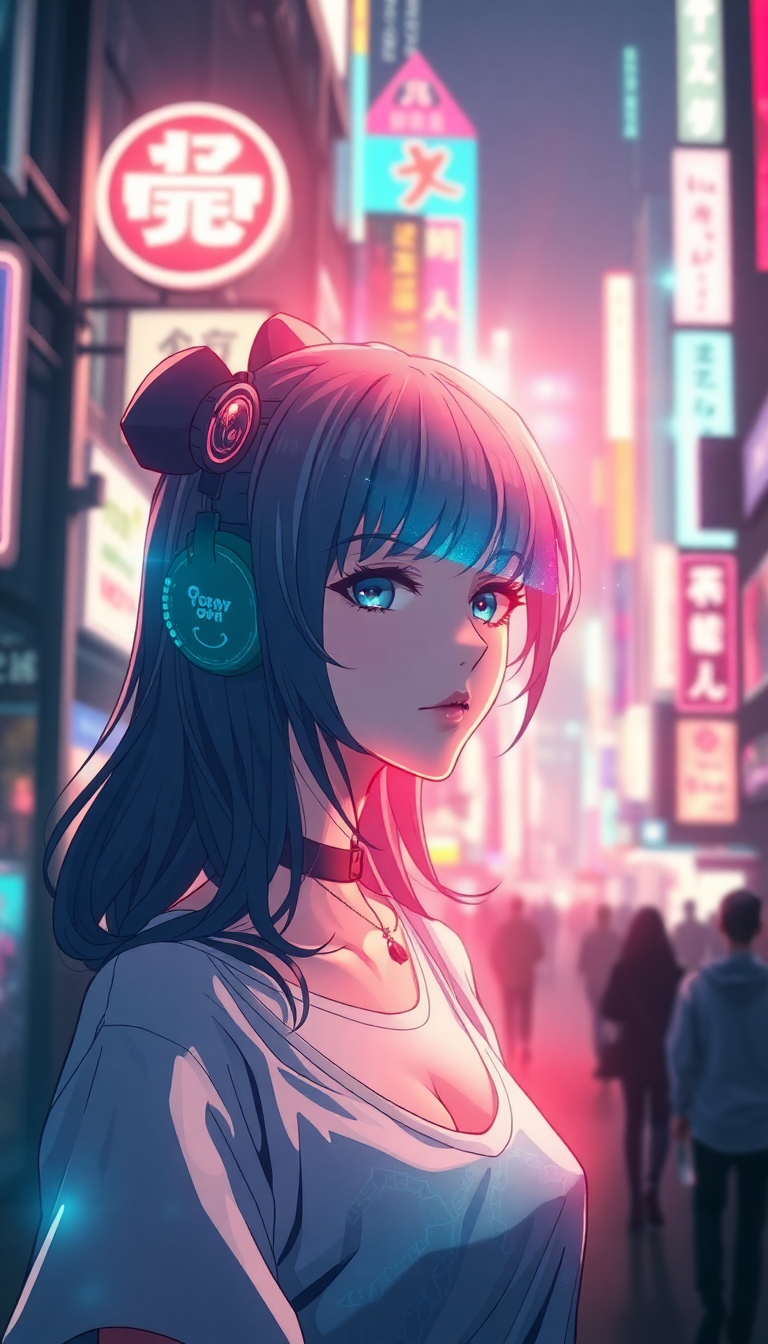 Cyberpunk Anime Girl Neon City Anime Wallpaper