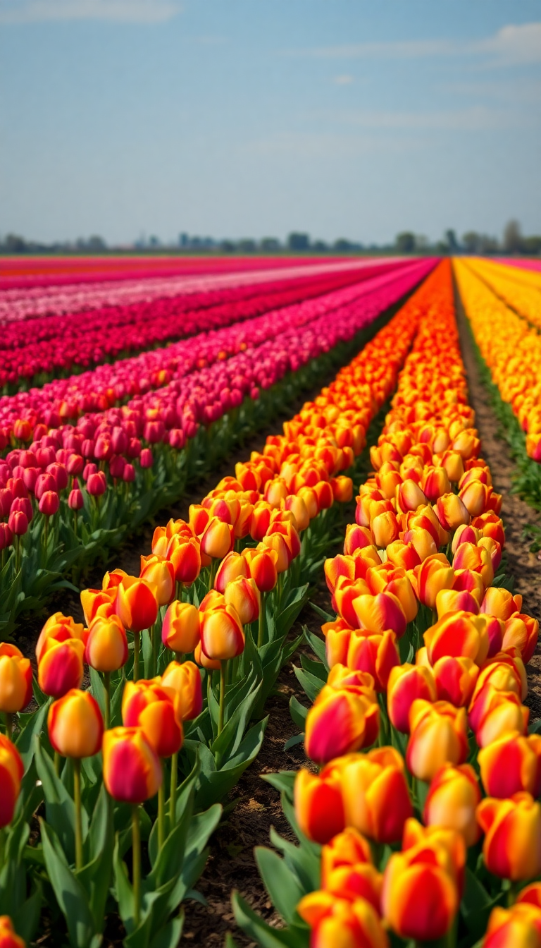Dreamy Field Rows Of Colors Photorealistic Wallpaper
