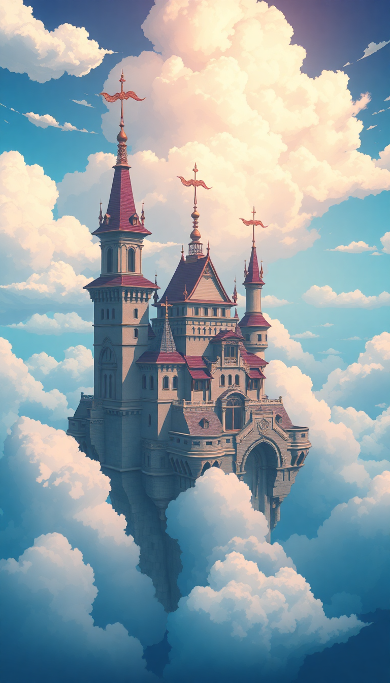 Studio Ghibli Style Floating Castle Anime Wallpaper