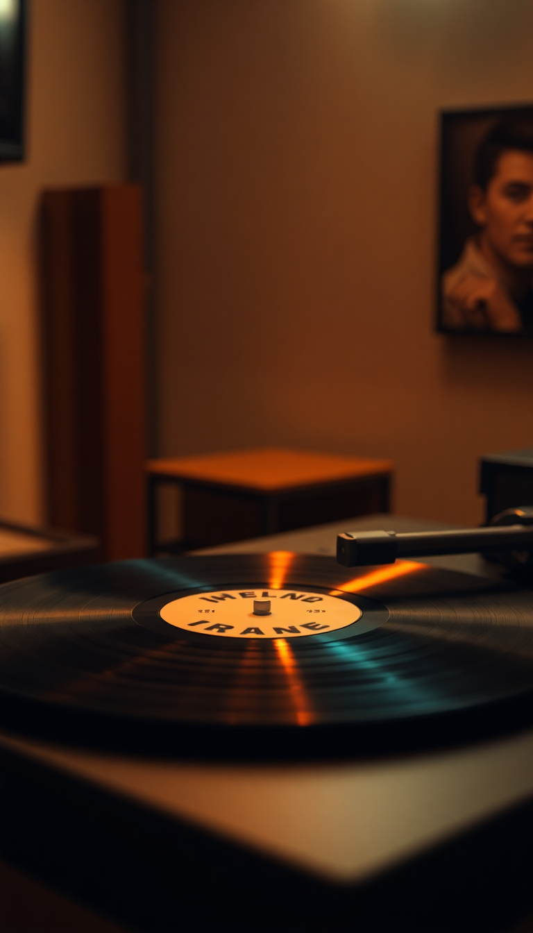 Vinyl Record Player Warm Lighting Photorealistic Wallpaper