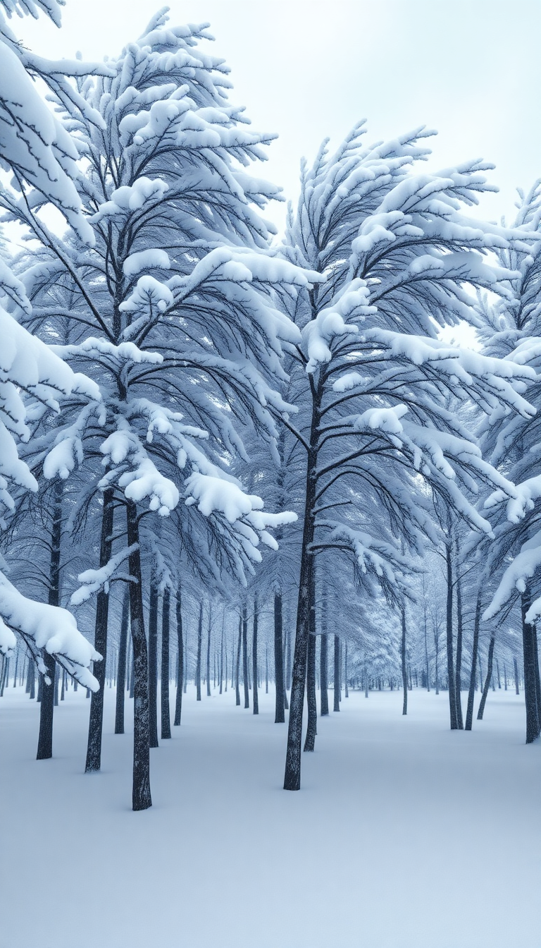 Blizzard Snow Wind Trees Bending Photorealistic Wallpaper