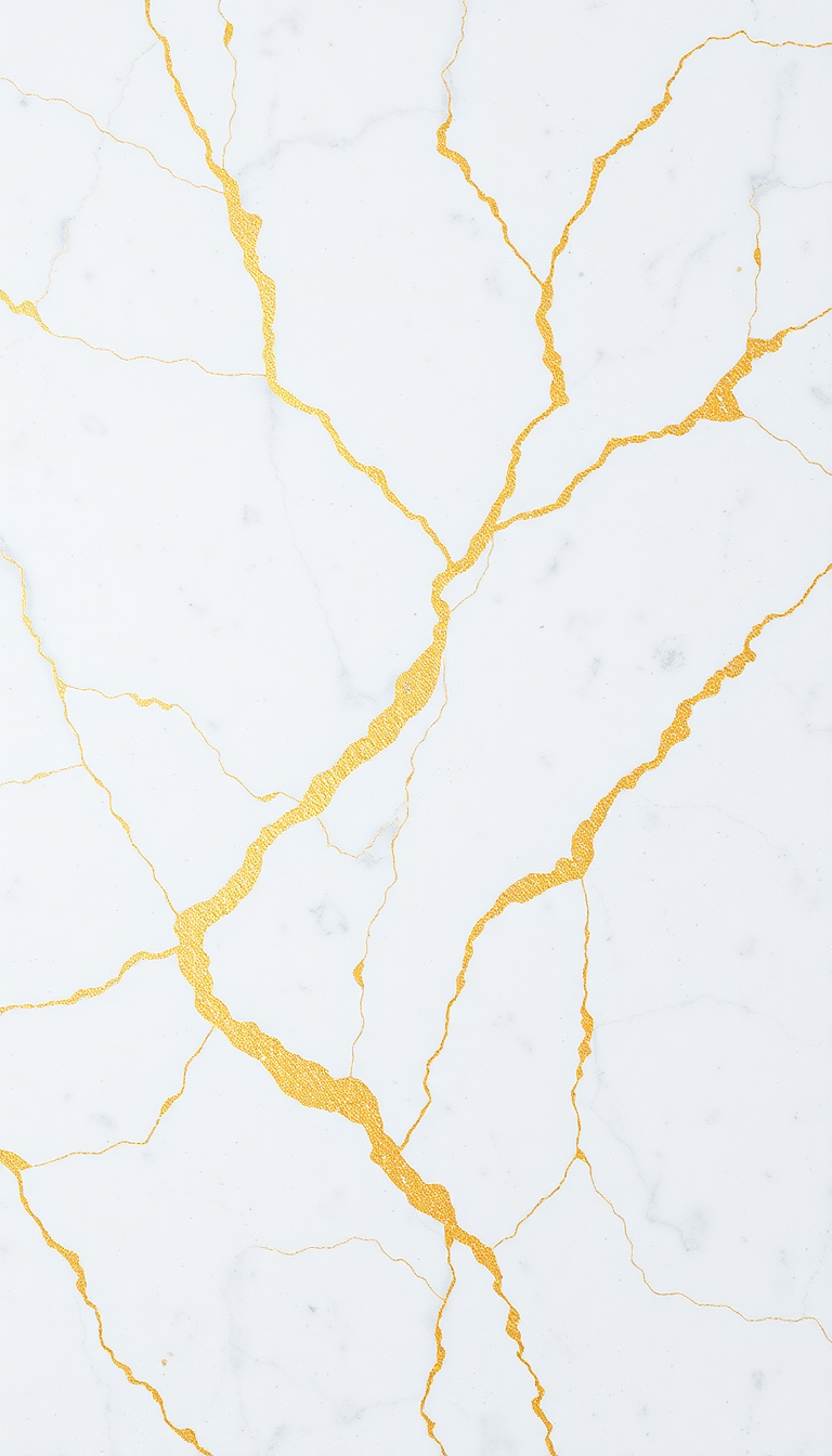 Marble Texture White Gold Veins Photorealistic Wallpaper