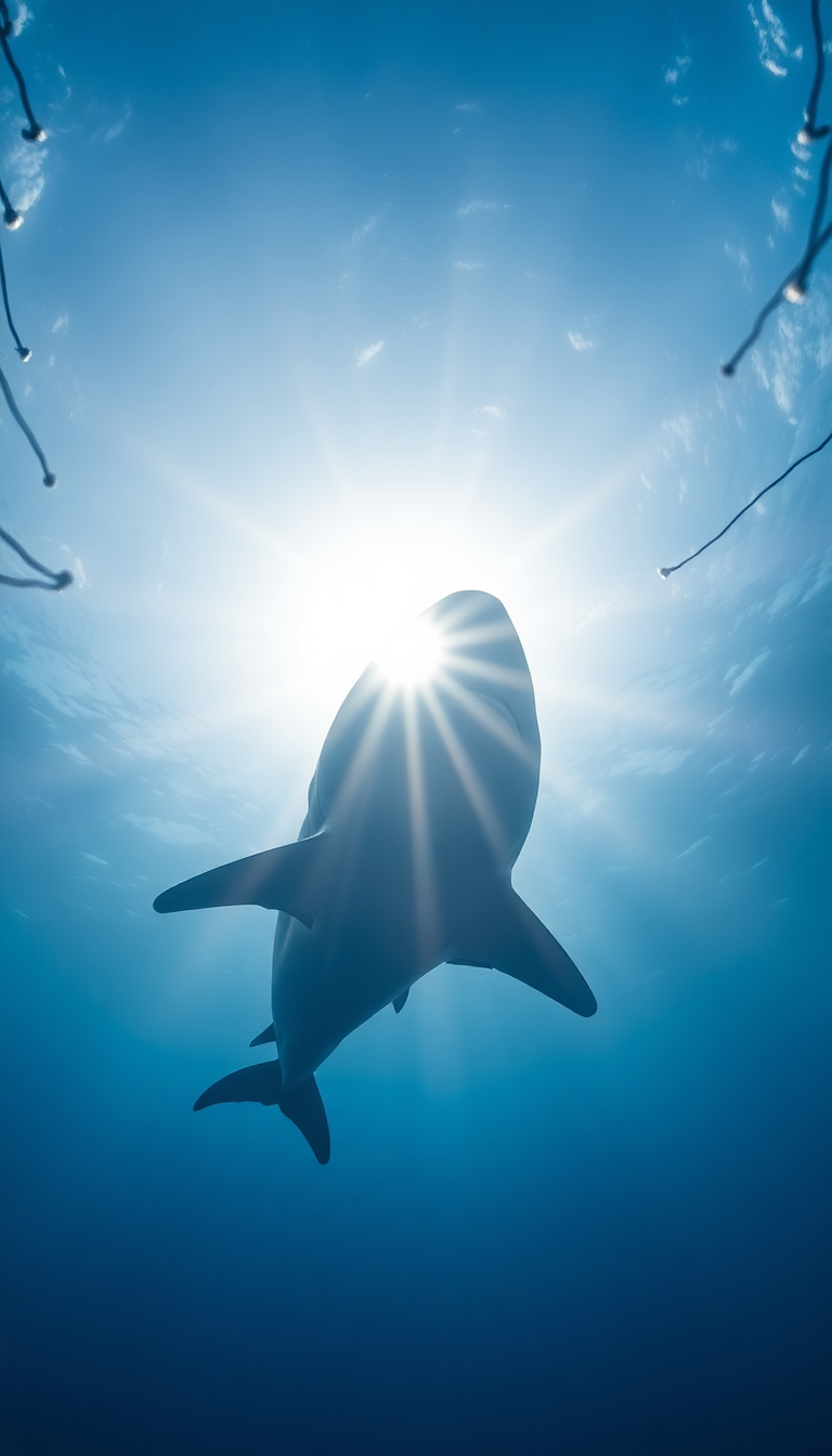 Shark Silhouette From Below Dramatic Photorealistic Wallpaper