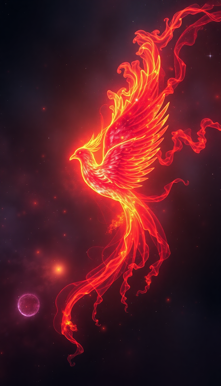 Nebula Shaped Like Phoenix Bird Digital art Wallpaper