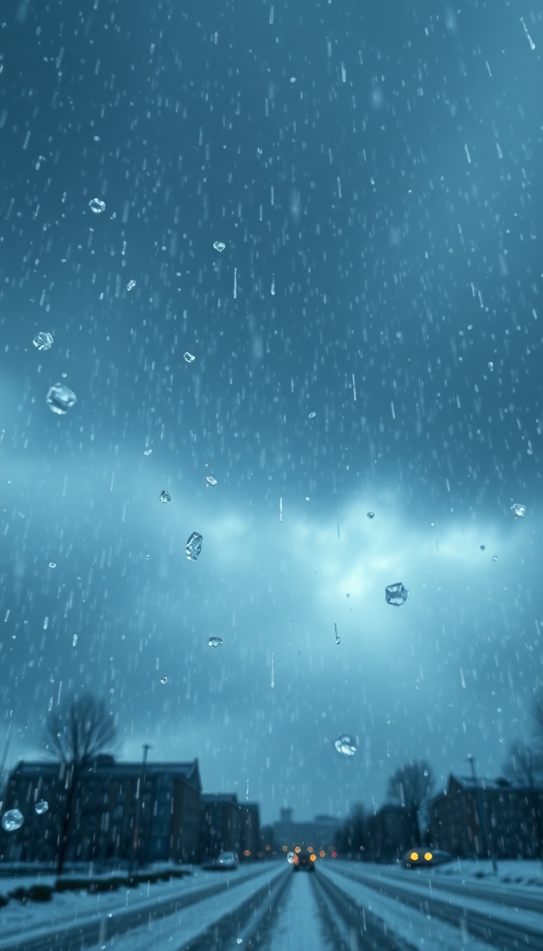 Hailstorm Dramatic Ice Falling Dark Photorealistic Wallpaper