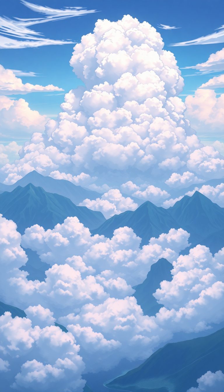 Cloud Sea Above Mountains Anime Anime Wallpaper