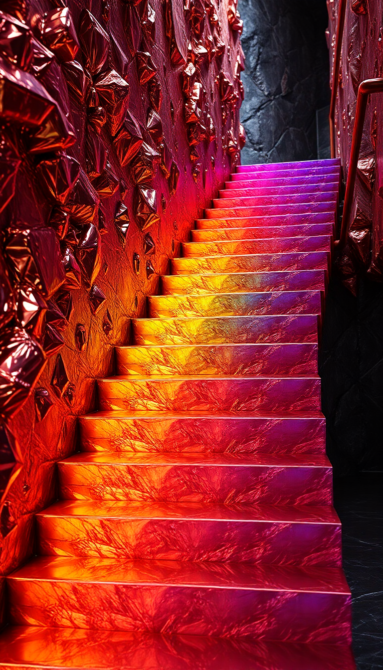 Bismuth Crystal Formation Rainbow Metallic Photorealistic Wallpaper