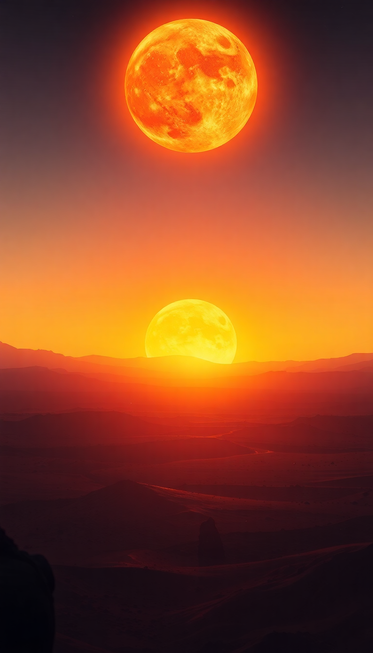 Alien Sunrise Three Suns Different Digital art Wallpaper