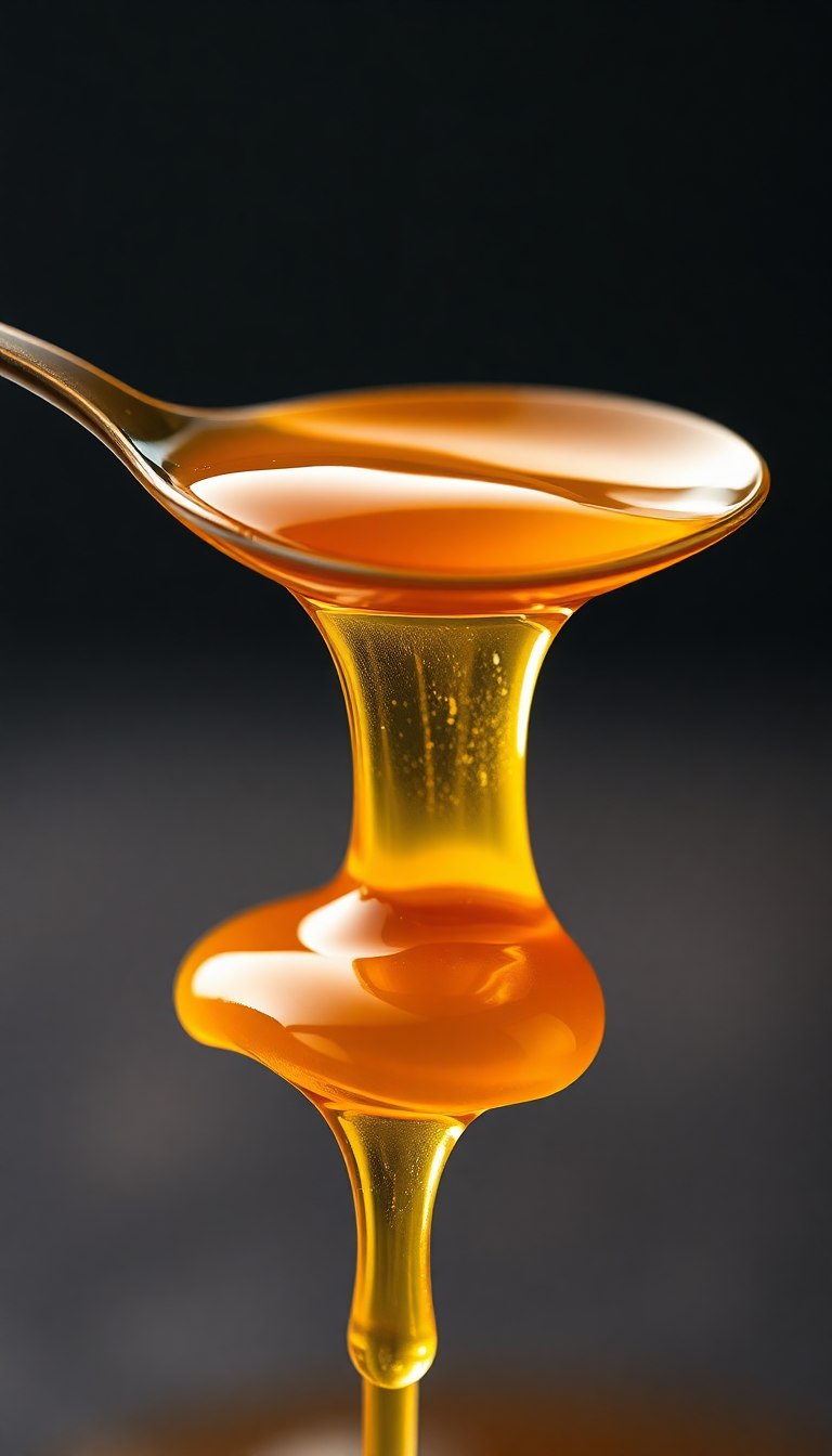 Honey Dripping From Spoon Golden Photorealistic Wallpaper