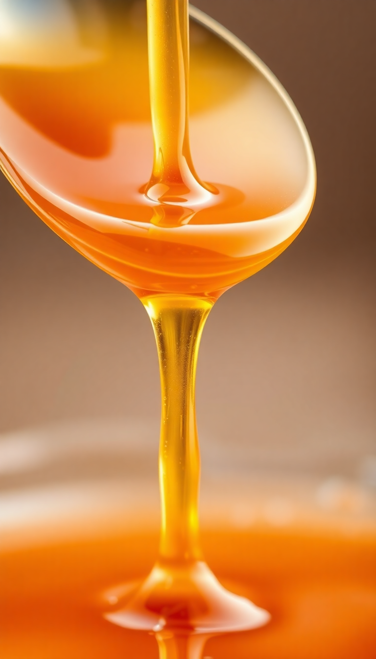 Honey Dripping From Spoon Golden Photorealistic Wallpaper