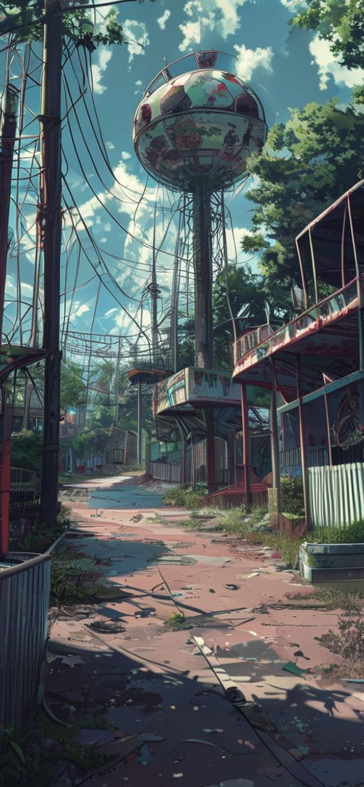 Abandoned Amusement Park Anime Eerie Anime Wallpaper
