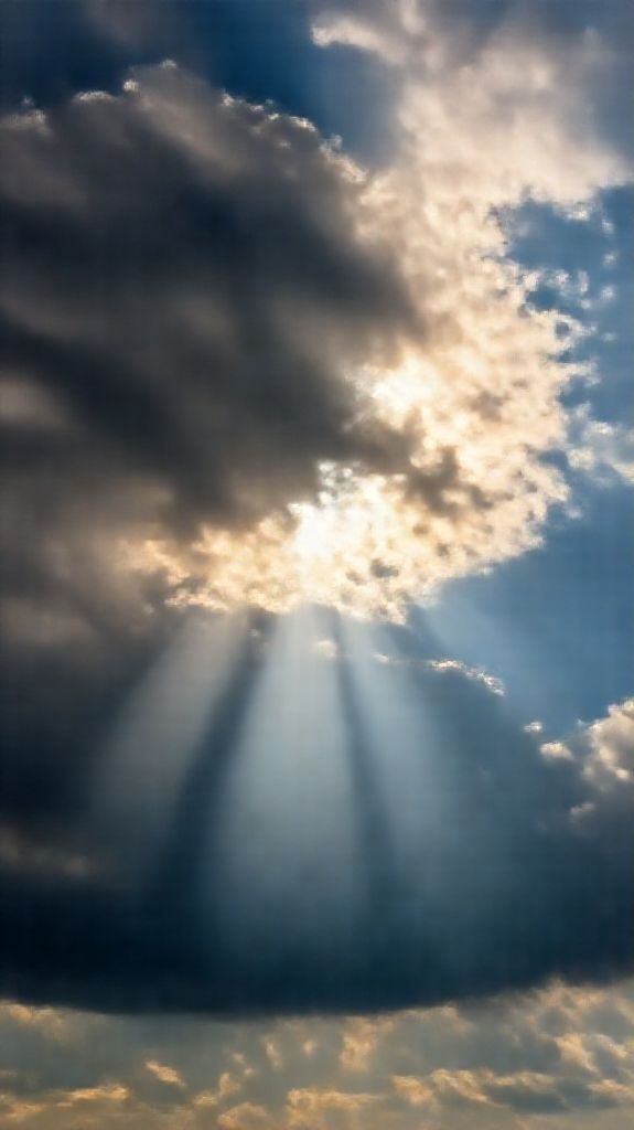 Sun Rays Through Storm Clouds Photorealistic Wallpaper