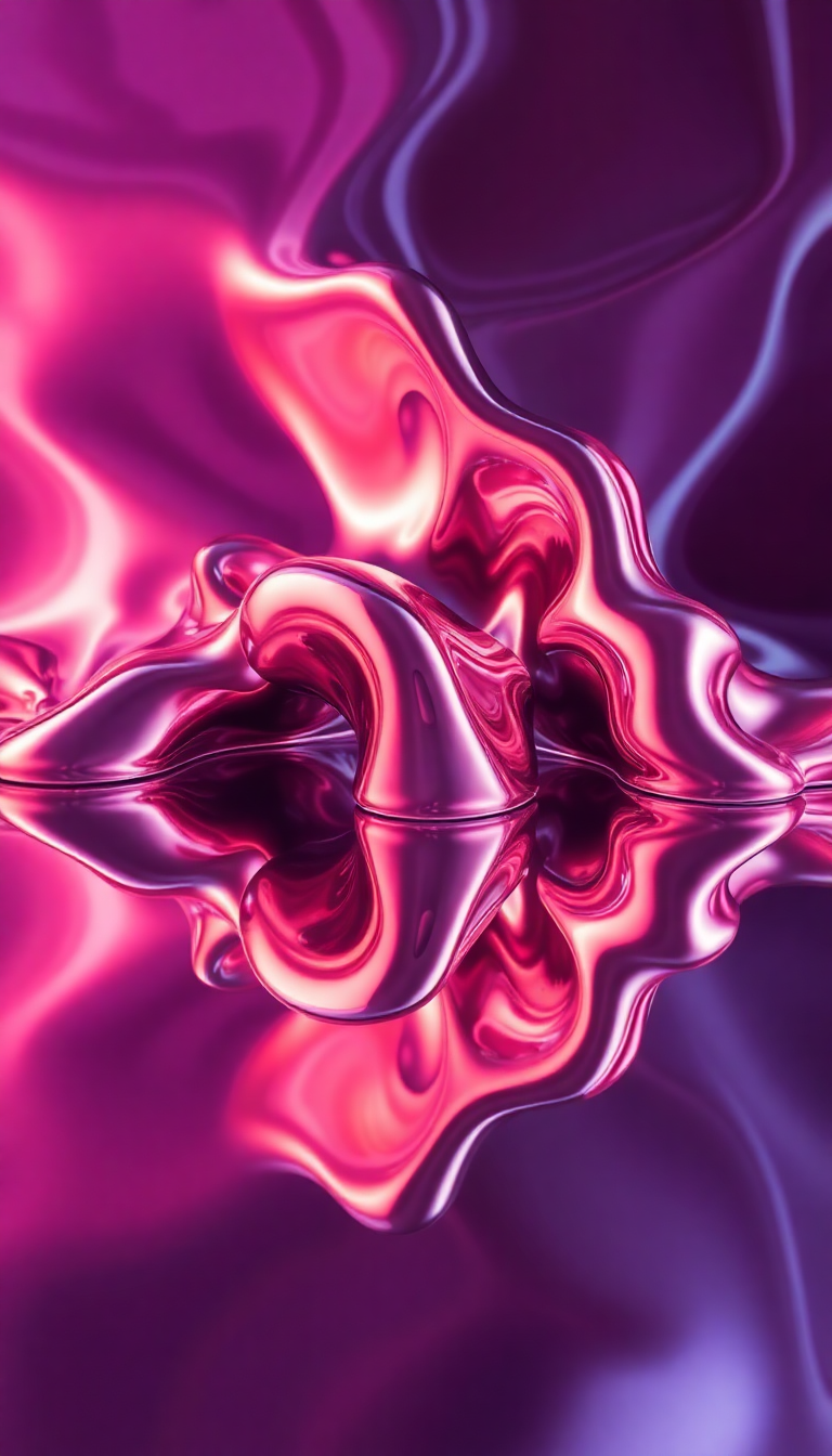 Liquid Chrome Morphing Shapes Reflective Digital art Wallpaper