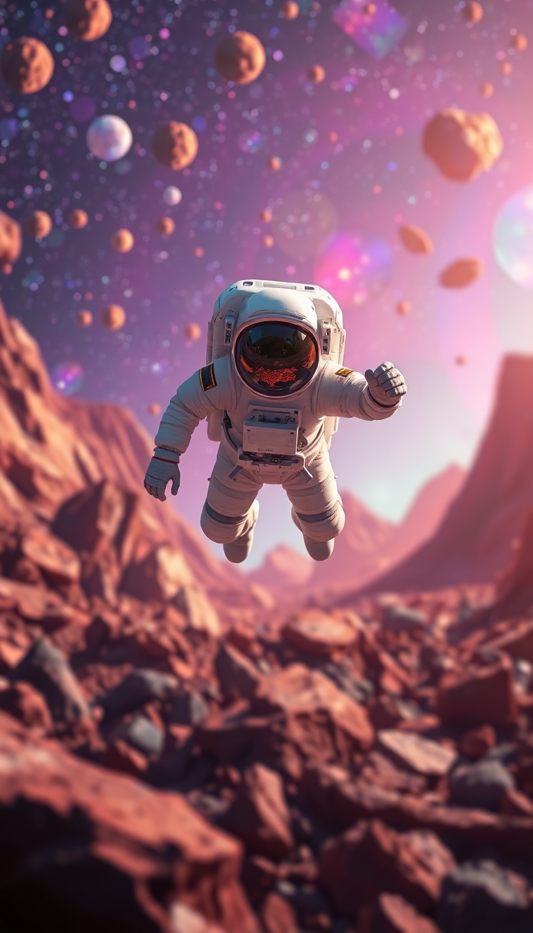 Mystic Floating Through Colorful Asteroid Digital art Wallpaper