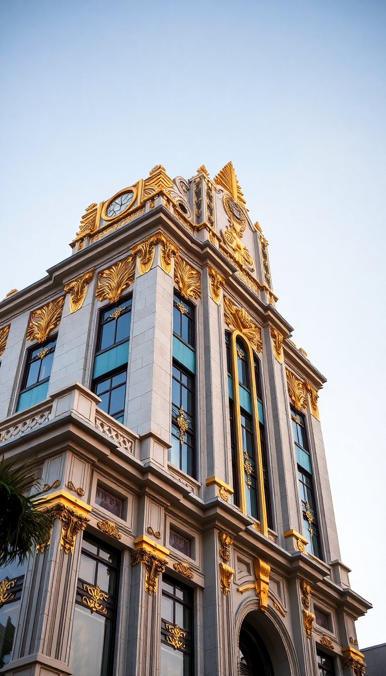 Art Deco Building Facade Geometric Photorealistic Wallpaper