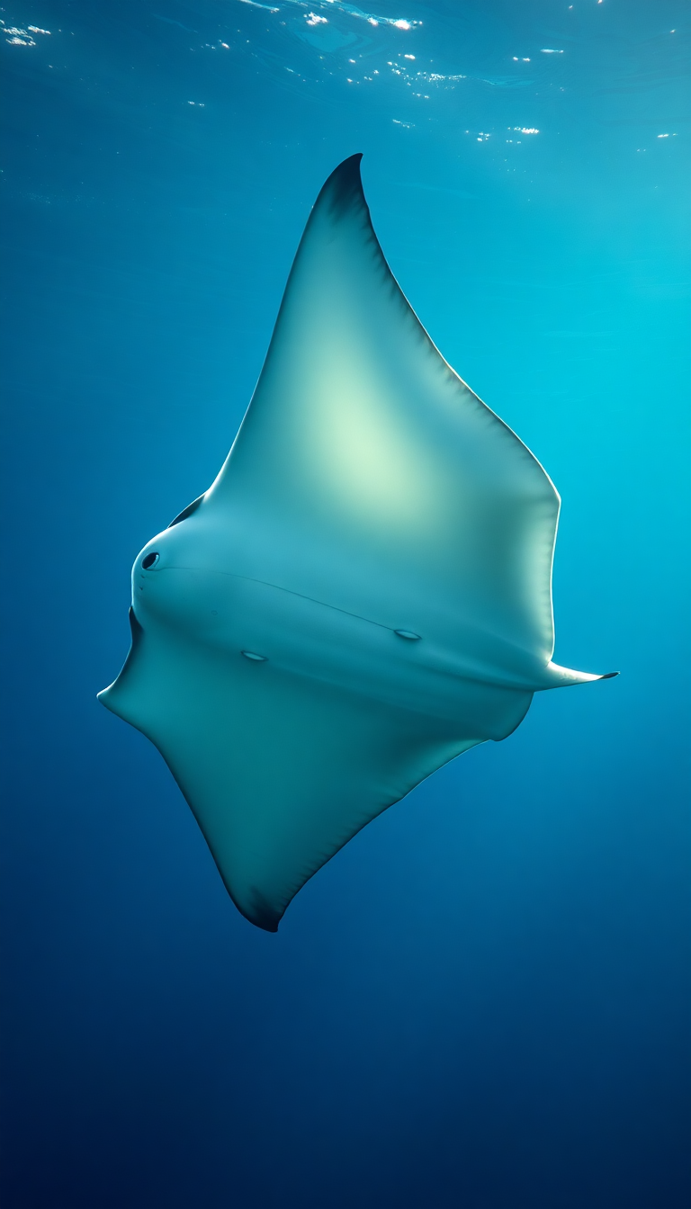 Manta Ray Gliding Graceful Underwater Photorealistic Wallpaper