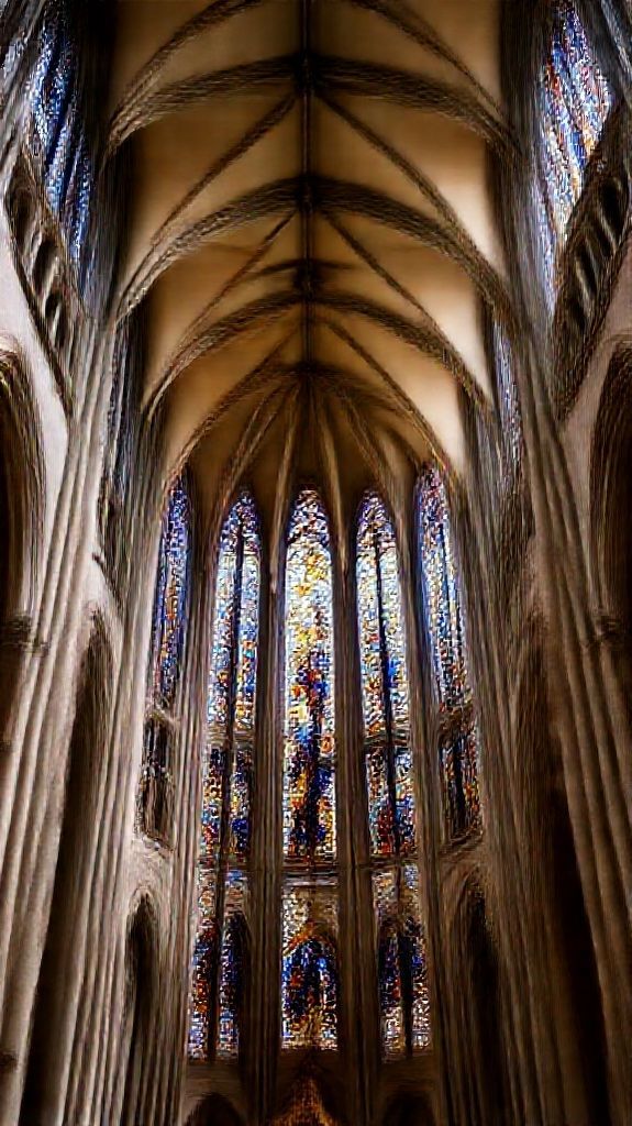 Cathedral Ceiling Stained Glass Light Photorealistic Wallpaper