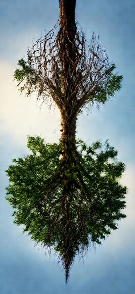 Tree Growing Upside Down Roots Digital art Wallpaper
