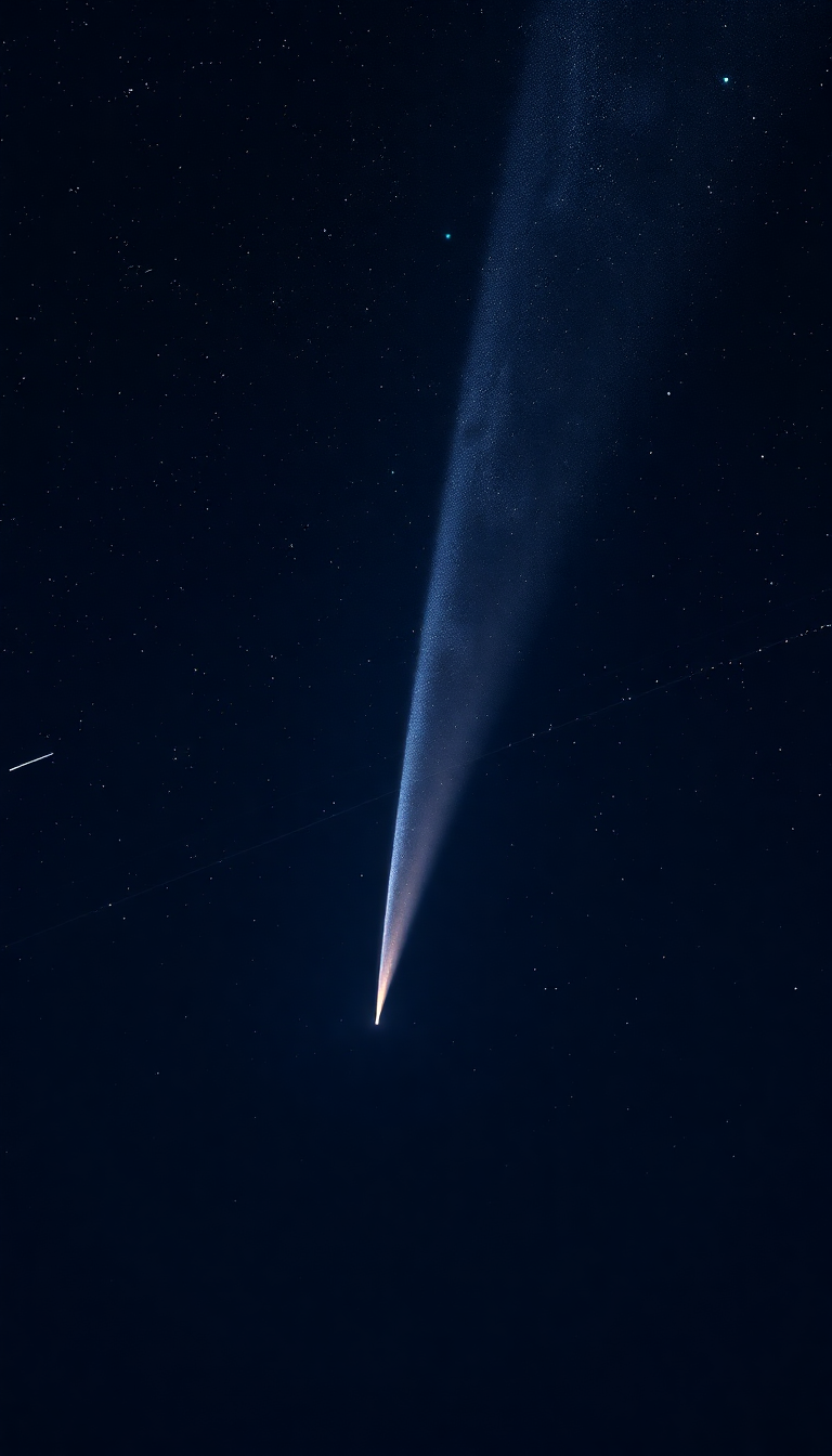 Comet Tail Streaming Across Night Photorealistic Wallpaper