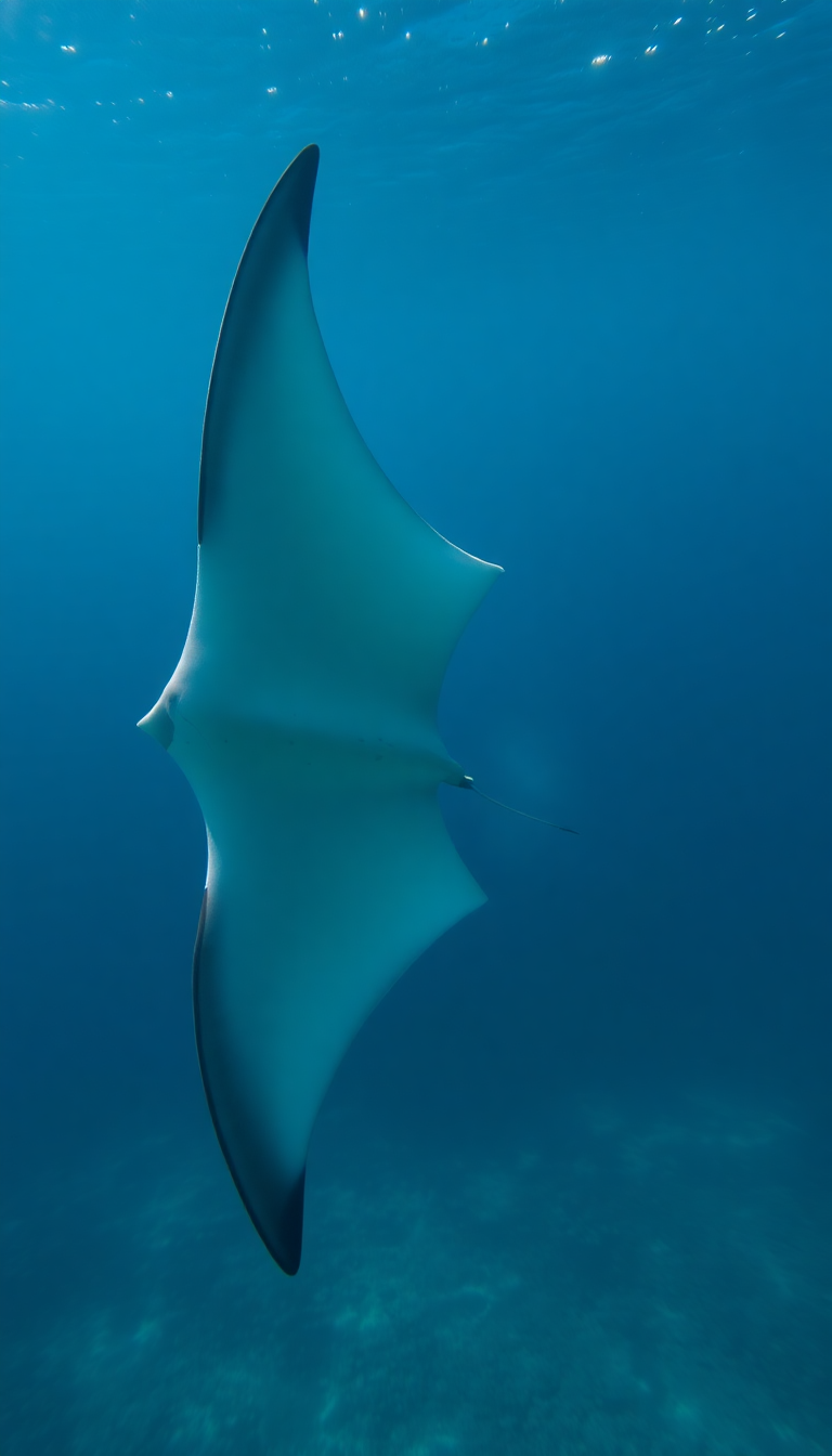 Manta Ray Gliding Graceful Underwater Photorealistic Wallpaper