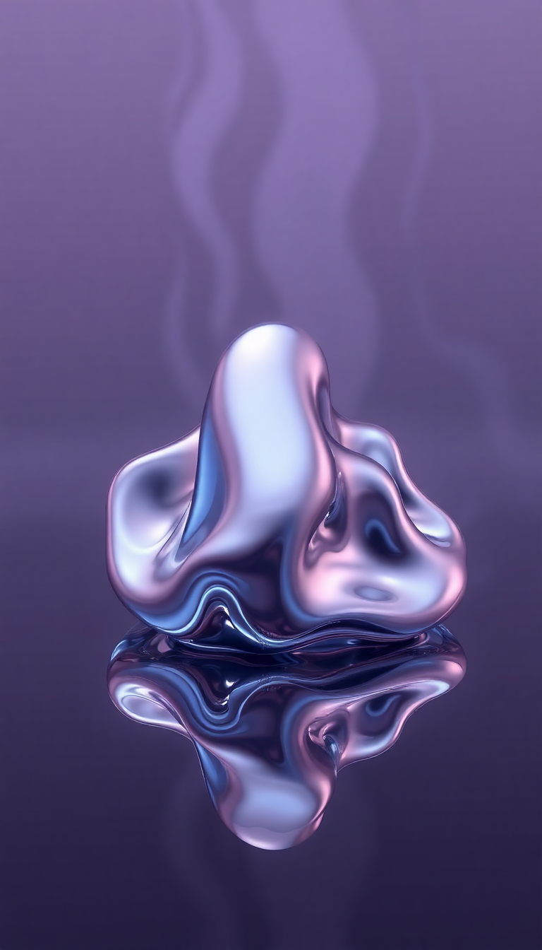 Liquid Chrome Morphing Shapes Reflective Digital art Wallpaper