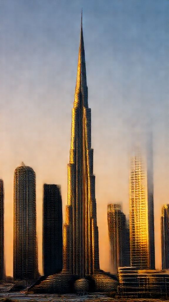 Dubai Skyline Futuristic Towers Sunset Photorealistic Wallpaper
