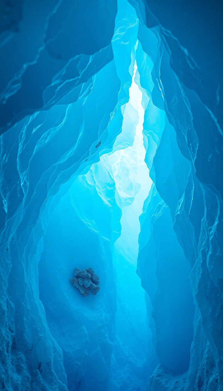 Glacial Ice Cave Blue Crystal Photorealistic Wallpaper