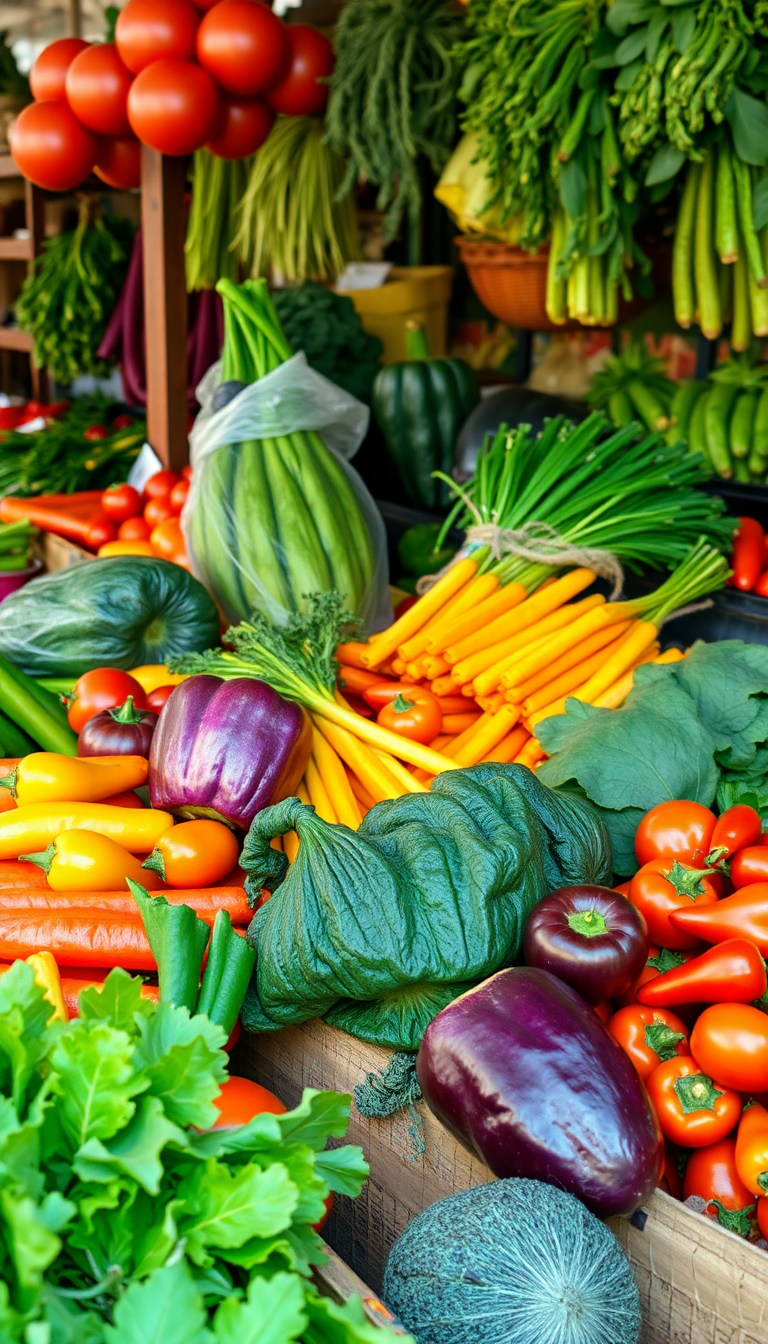 Silky Market Produce Colorful Vegetables Photorealistic Wallpaper
