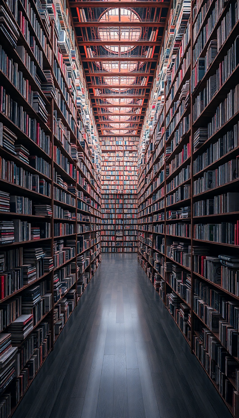 Infinite Library Impossible Architecture Books Digital art Wallpaper