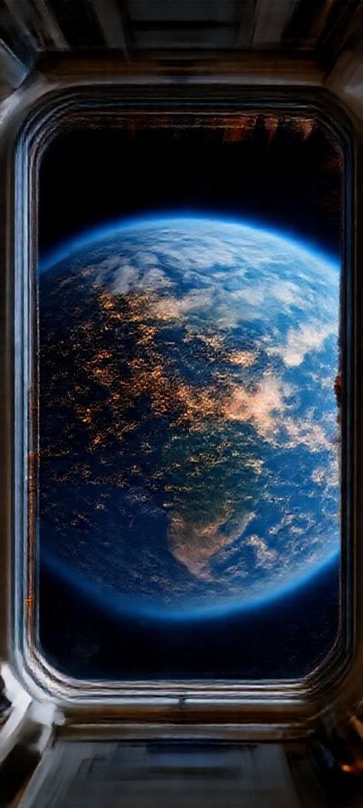 Space Station Window View Earth Night Photorealistic Original Wallpaper
