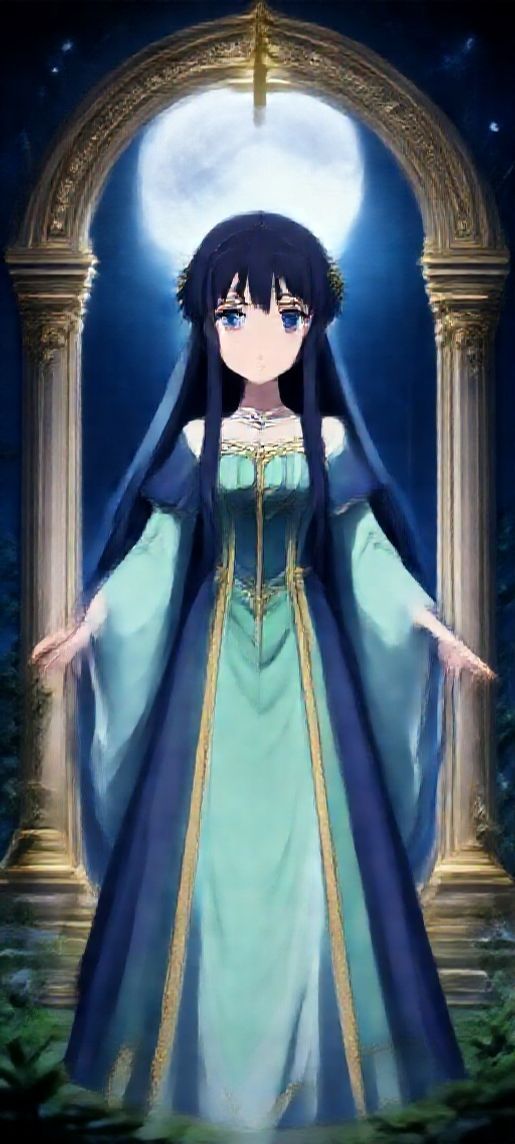 Moonlit Shrine Maiden Anime Mystical Anime Wallpaper