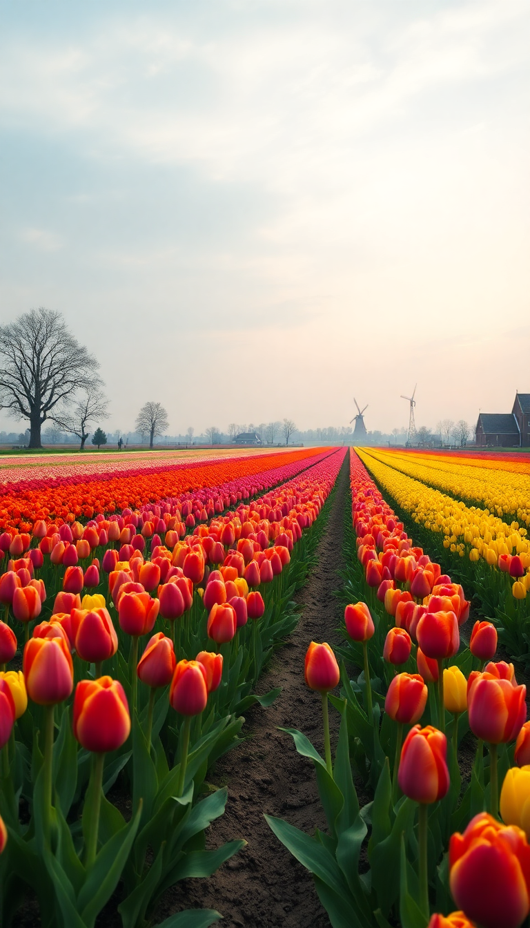 Eternal Field Rows Colors Dutch Landscape Wallpaper
