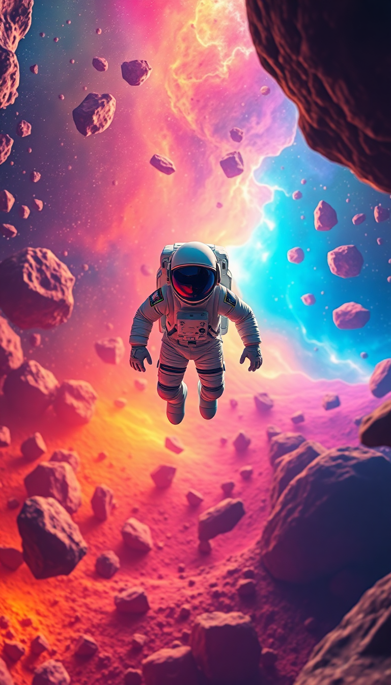 Space Moody Astronaut Floating Through Wallpaper