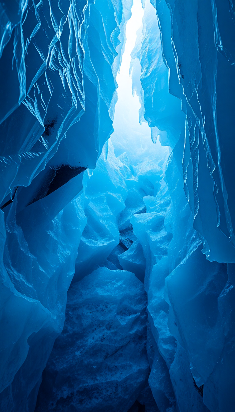 Glacial Ice Cave Blue Crystal Photorealistic Wallpaper
